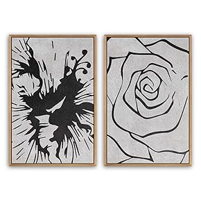 SIGNWIN 2 Piece Framed Canvas Wall Art Black...