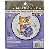 Dimensions 73038 Cute Kitten Counted Cross Stitch Kit for Beginners, 3" D, Small