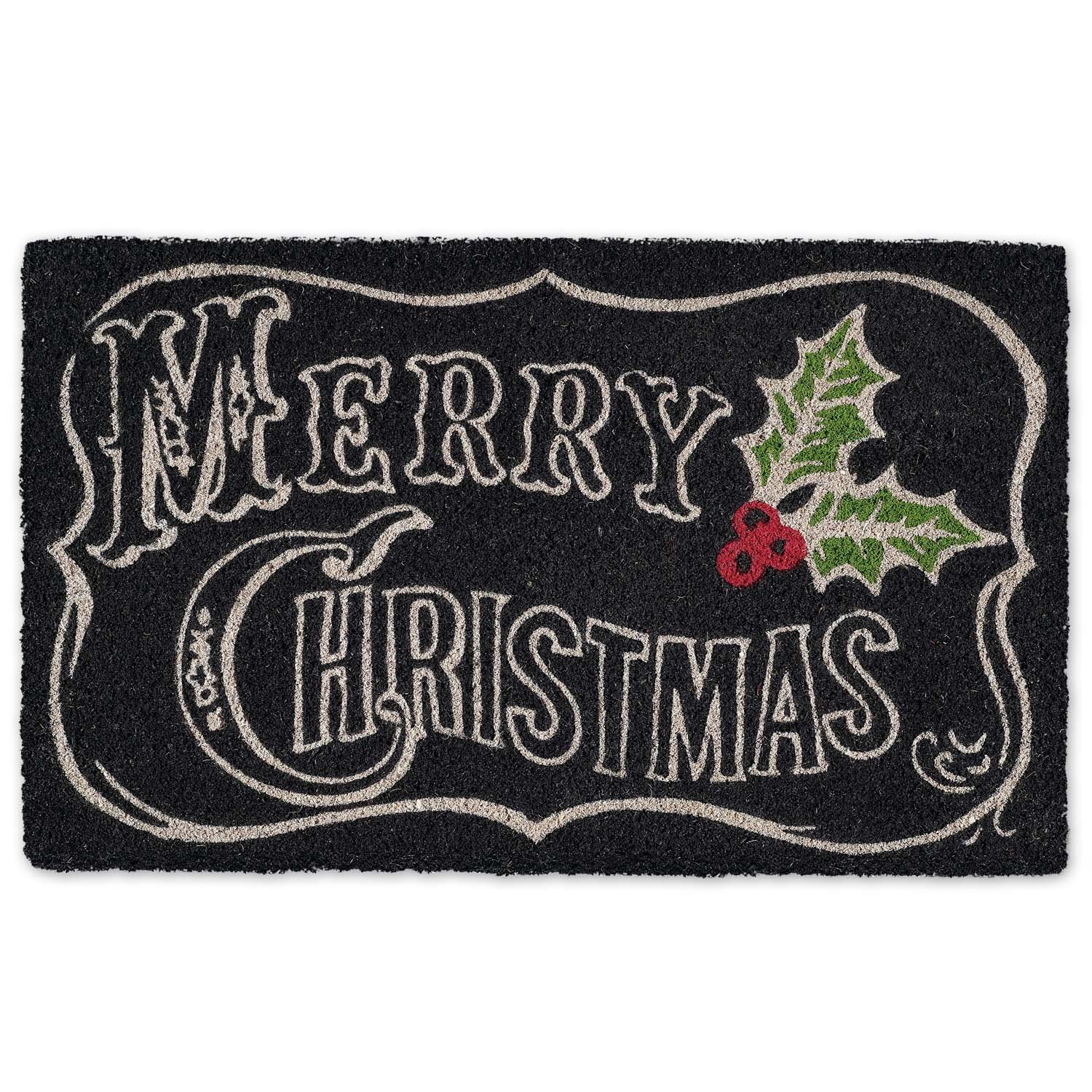 DII Natural Coir Outdoor Christmas Doormat Collection Decorative Holiday Mat, 17x29, Merry Chalkboard