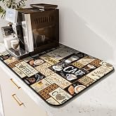 Fun Coffee Mat 19inx12in,Coffee Bar Mat for Countertops,Absorbent Hide Stain Anti-Slip Coffee Bar Accessories Fit Under Coffee Machine Mat,dish Drying Mats for Kitchen