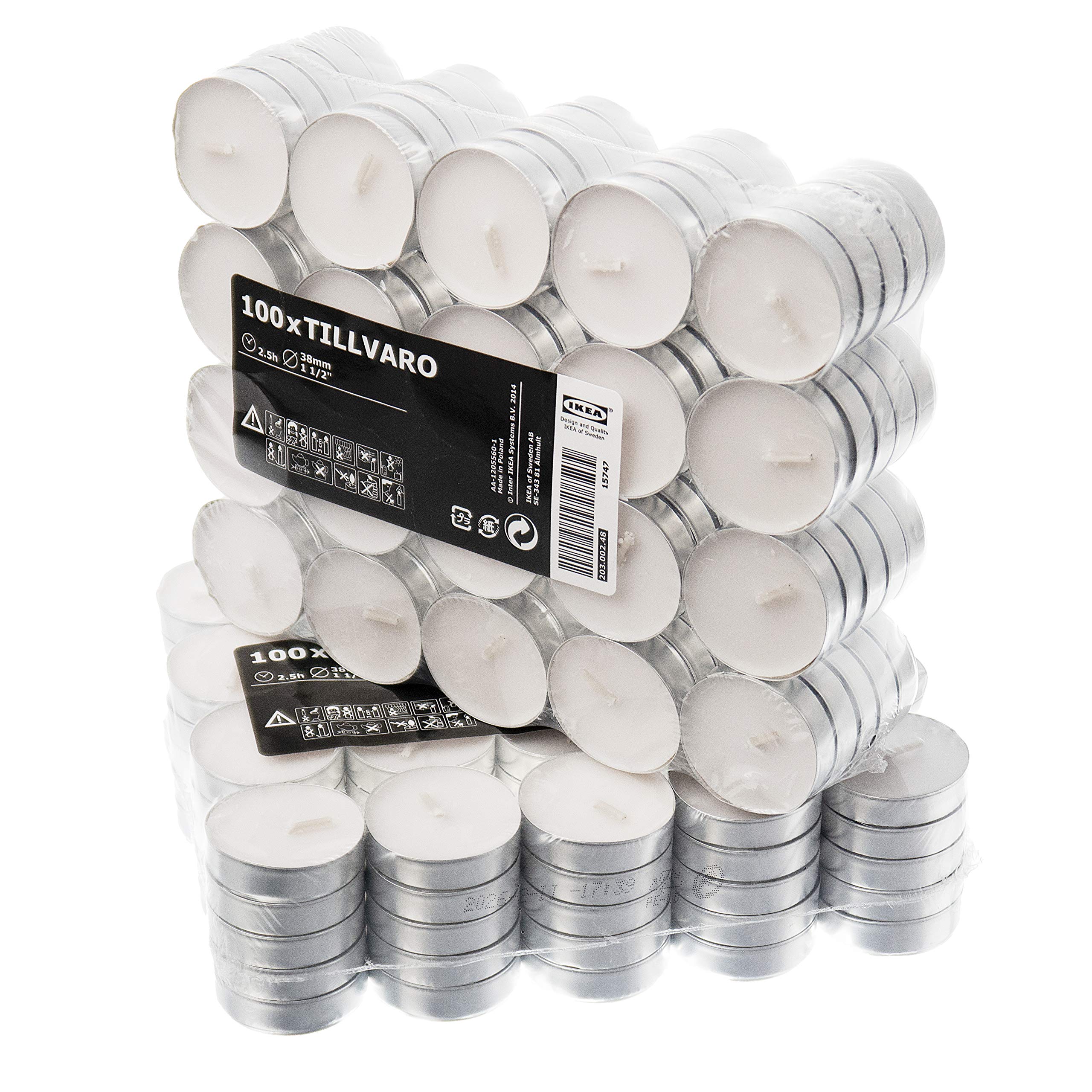 Ikea TILLVARO White Unscented Tealight Candles - Set of 200