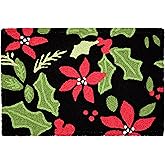 Jellybean Modern Indoor/Outdoor Mat Home Comfort Rugs 20"X 30" Rectangle Poinsettia & Holly Toss