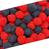Berries Gummy Candy, Red and Black Chewy Candy Bulk, 2 Lb Bag | Strawberry and Blackberry Crunchy Gummies