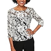 Alex Evenings Women's Embroidered Blouse Shirt (Missy and Petite)