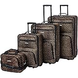 Rockland Jungle Softside Upright Luggage Set, Leopard, 4-Piece (14/29/24/28)