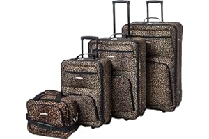 Rockland Jungle Softside Upright Luggage Set, Leopard, 4-Piece Set (14/19/24/28)