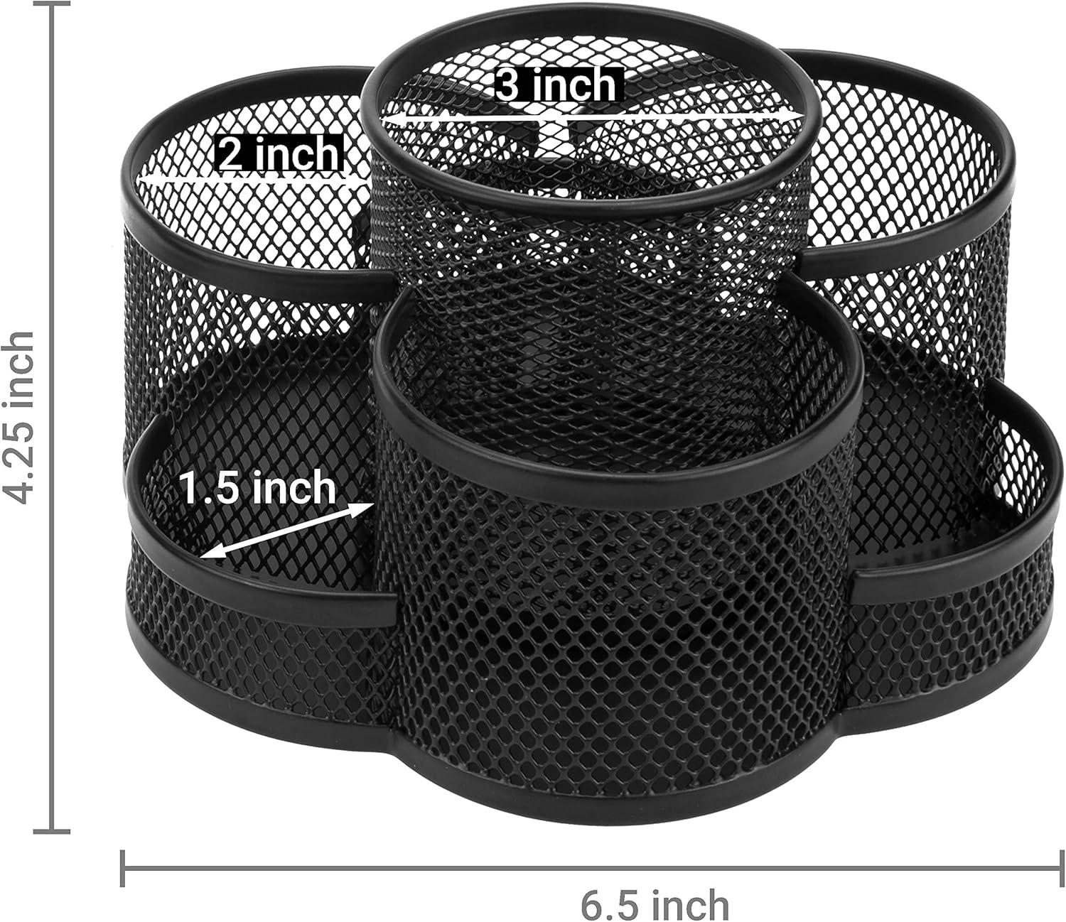 Rotating Black Metal Mesh 7 Compartment Desktop Office Supplies Storage Organizer Caddy Rack : Office Products