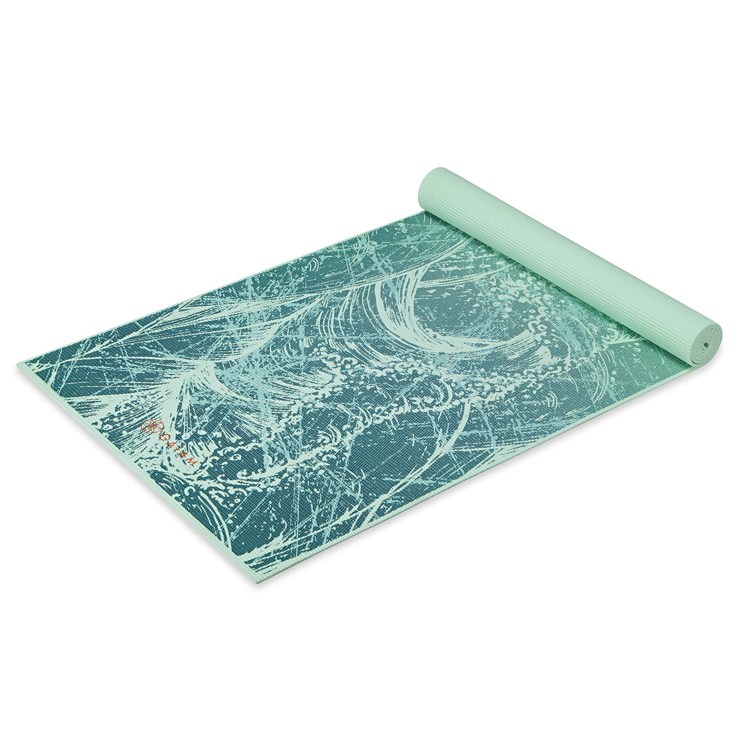 Gaiam Yoga Mat Classic Print Non Slip Exercise & Fitness Mat for All Types of Yoga, Pilates & Floor Workouts, Whirling Whisper, 4mm
