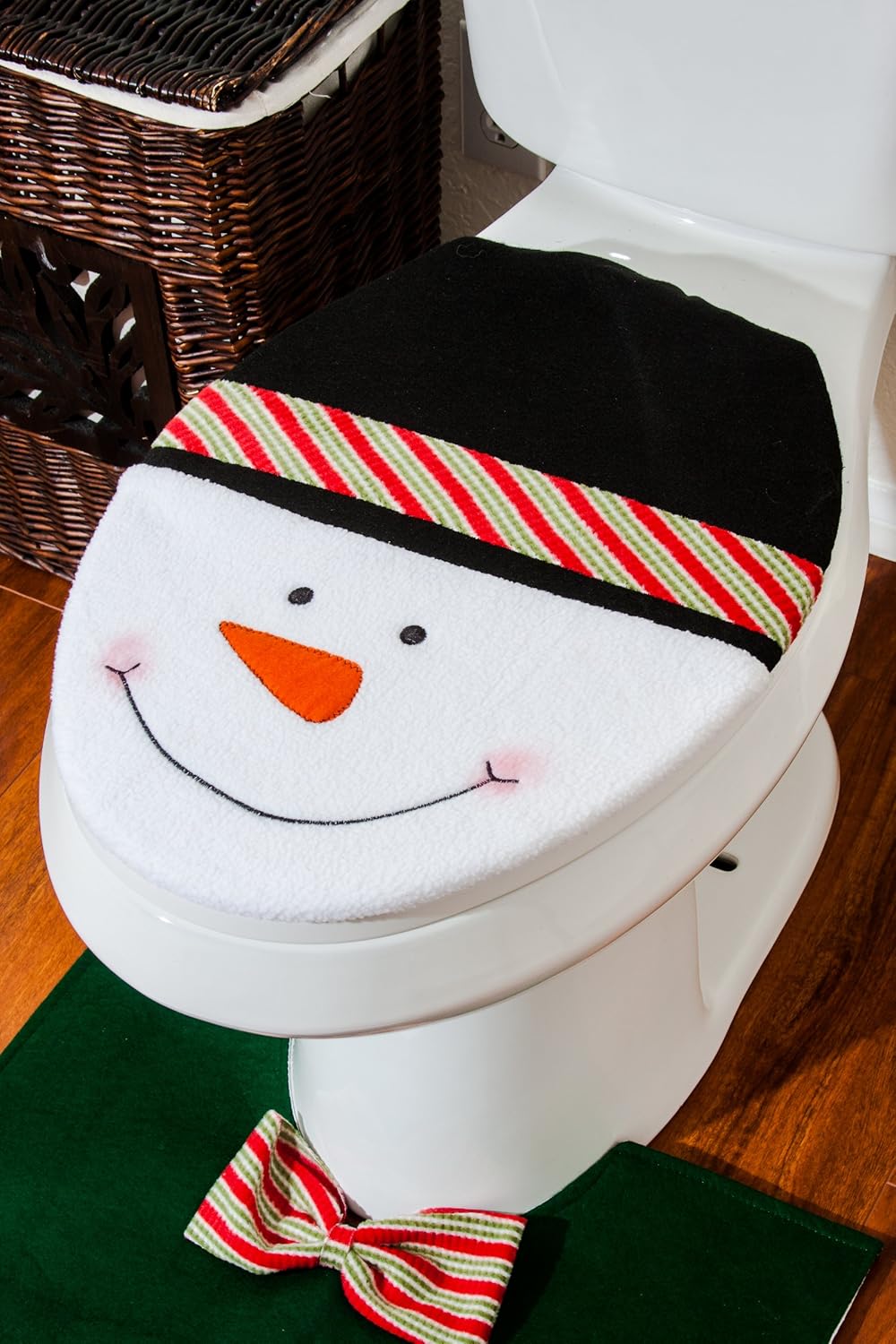 Olabb Christmas Bathroom Decor Toilet Seat Cover And Rug Set