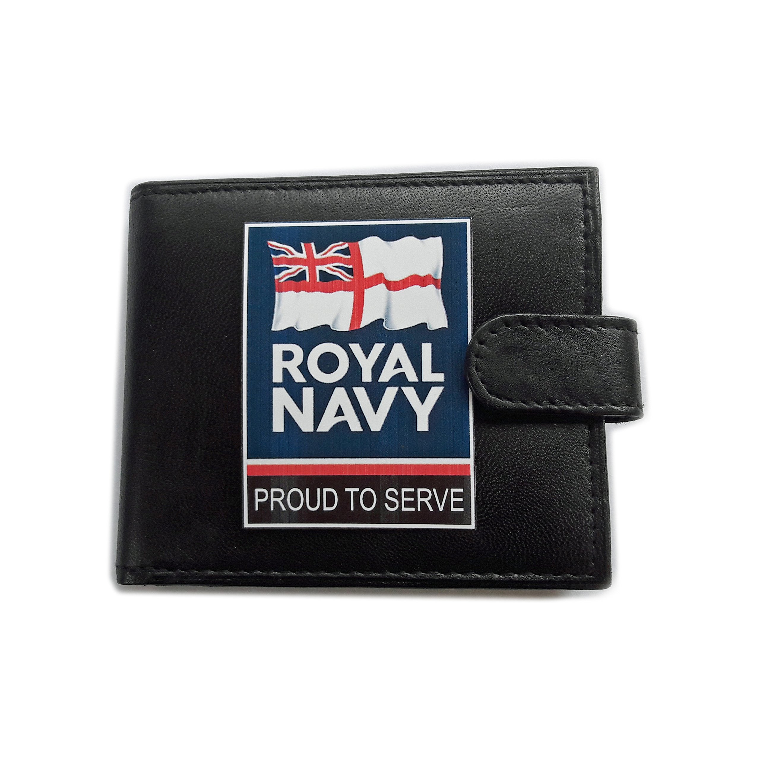 Stoneys Badges Royal Navy Proud to Serve Anti RFID Theft Wallet Black Soft Leather Large Coin Pocket