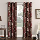 No. 918 Celestial Geometric Print Grommet Curtain Panel - 48" X 63", Paprika Red, Light Reducing & Noise Reducing