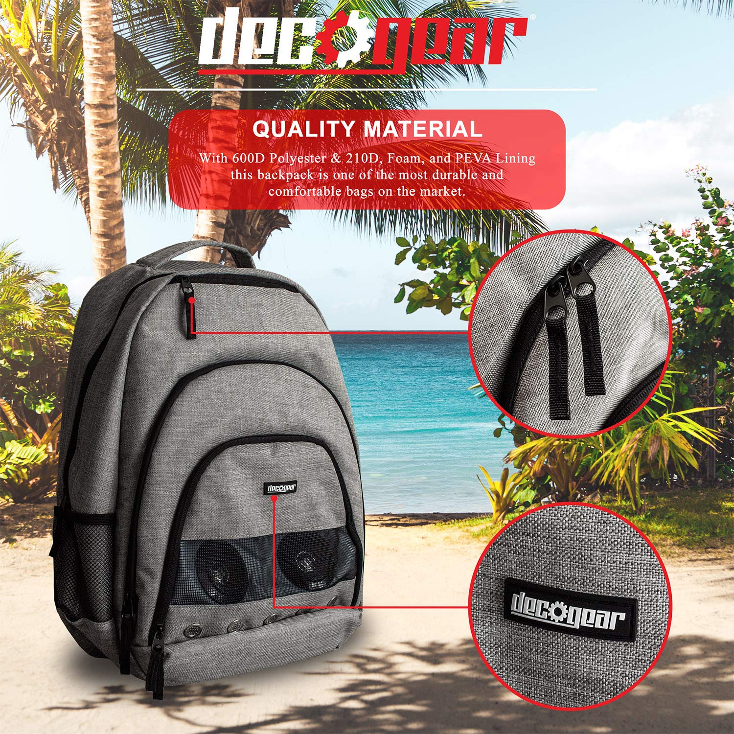 Deco Gear Bluetooth Speaker Backpack With Rechargeable 10 000 Mah