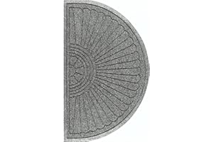 M+A Matting 2246 Waterhog Eco Grand Premier PET Polyester Fiber Half Oval Entrance Indoor/Outdoor Floor Mat, SBR Rubber Backing, 2.3' Length x 4' Width, 3/8" Thick, Grey Ash