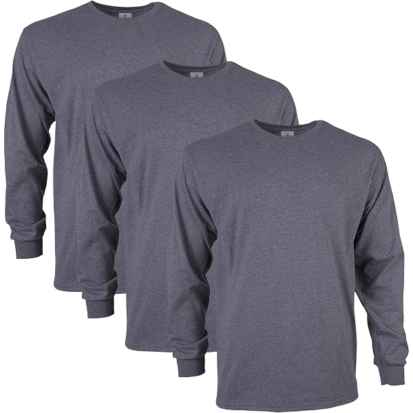Gildan Men's Heavy Cotton Long Sleeve T-Shirts - 2-Pack, Charcoal & White - View #11