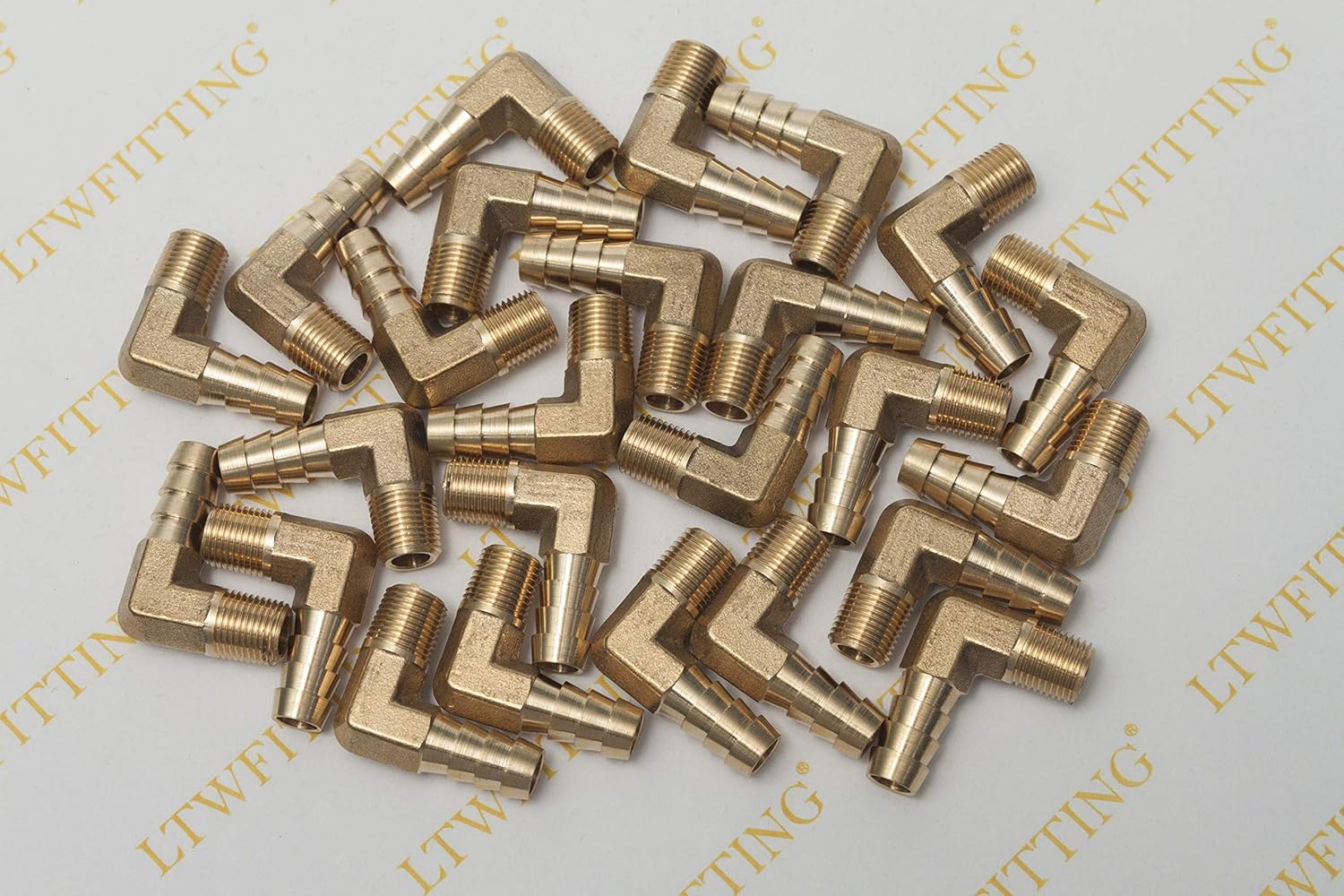 LTWFITTING 90 Deg Elbow Brass Barb Fitting 1/8-Inch Male BSPT x 8mm ID Hose(Pack of 25), 8mm ID Hose x 1/8" Male BSPT - Image 3