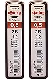 2 Pcs.Rotring Tikky Mechanical Pencil Lead 0.5mm 2B, 12 Lead