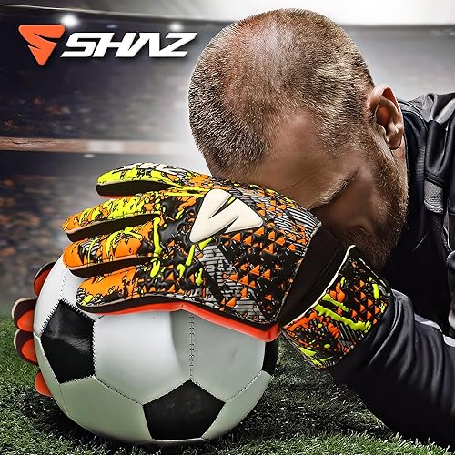 Shaz Soccer Goalkeeper Gloves for Kids Boys Children Youth,Funky Football  Goalie Gloves Anti Slip 4mm Latex Pa