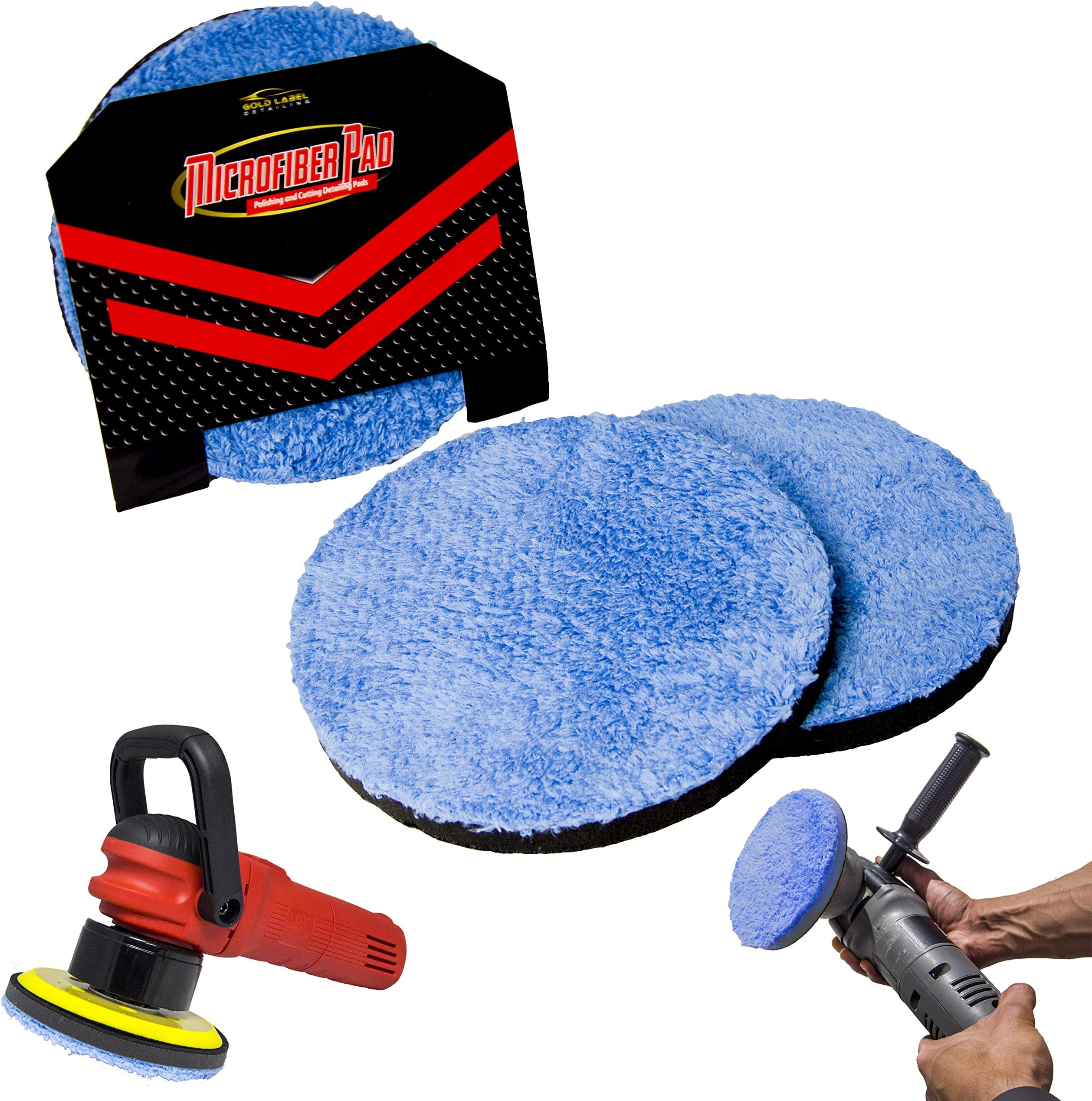 Microfiber DA Buffing and Cutting Pads 2 Pack of 6, 5", or 3" | Quick Detailing Disk | Remove Swirls Scratches and Hazing | Machine Washable (5", 2X Buffing)