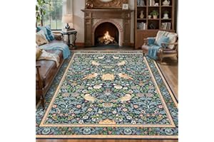 MilleLoom 5x7 Washable Rugs for Living Room Vintage Bird Non Slip Area Rug, Botanical Floral Stain Resistant Non-Shedding Ind