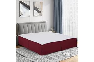 Cathay Home Double Brushed Microfiber Pleated Easy Fit Bed Skirt, Ultra Soft, Fade and Wrinkle Resistant - Burgundy, Queen