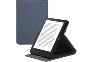 kwmobile Cover Compatible with Kobo Clara 2E / Tolino Shine 4 - Case with Strap + Stand - Dark Blue