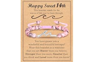 FIEEFX 13 14 15 16 17 18 21 Year Old Birthday Gifts for Girls, Wave Birthday Bracelet Gifts with Birthday Card for Teen Girls Her Daughter Granddaughter Niece Friends