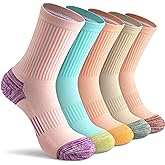 Gonii Women Athletic Crew Socks 5-6 Pairs - Comfort & Cushioned for Running, Hiking, Sports Arch Compression Socks