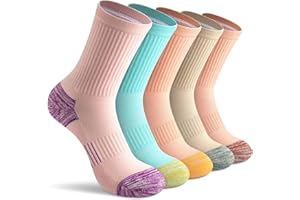 Gonii Crew Socks Women Hiking Running Athletic Cushioned Compression Socks 5-6 Pairs