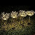 JHBOX Solar Firework Lights Outdoor Waterproof 4 Pack, Solar Garden Lights Firefly Lights Decorative Garden Art Fairy Lighting Footpath Lights Yard Decor Patio Christmas Decorations (Warm White)