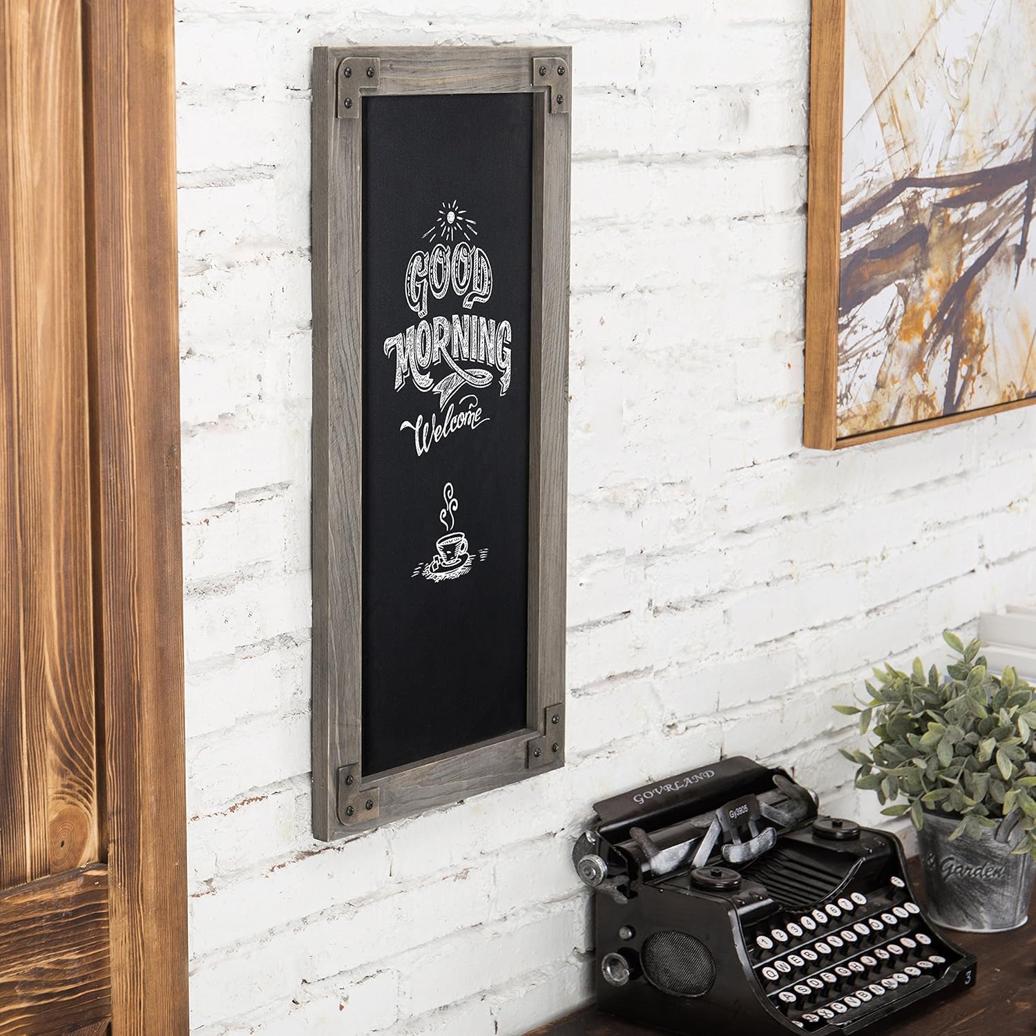 MyGift Rustic 25-Inch Wall-Mounted Chalkboard Sign with Gray Wood Frame: Kitchen & Dining