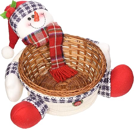 Centrotavola Natalizi Amazon.Werchristmas Cestino Natalizio Centrotavola Soprammobile Con Pupazzo Di Neve Multifunzionale Dimensioni 18 Cm Amazon It Casa E Cucina