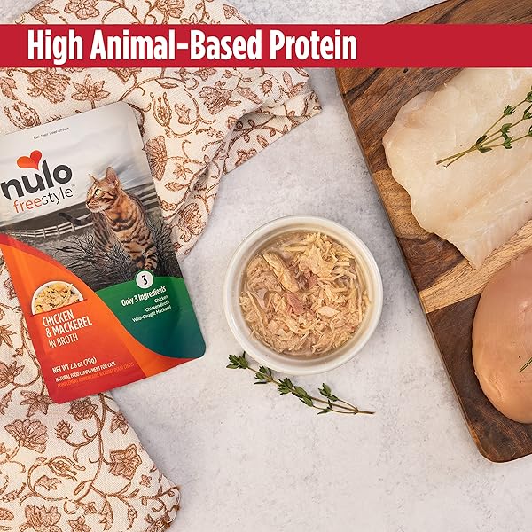 NULO FREESTYLE CAT & KITTEN WET CAT FOOD POUCH, PREMIUM ALL NATURAL GRAIN-FREE SOFT CAT FOOD TOPPER WITH AMINO ACIDS FOR HEART HEALTH AND HIGH ANIMAL-BASED PROTEIN