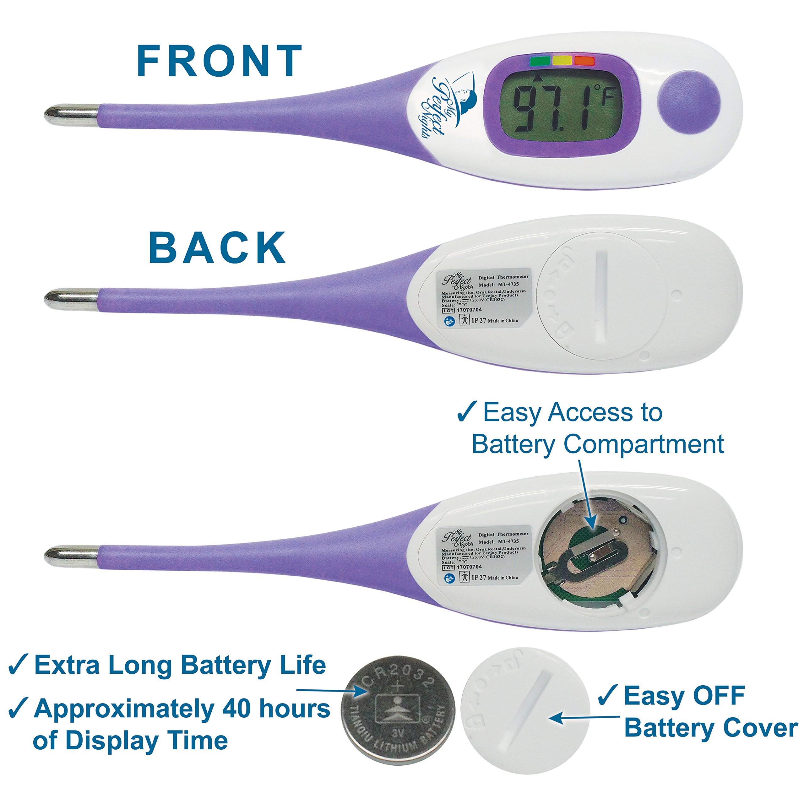 Large Display Medical Digital Fever Thermometer Fast Response (Baby and Adult) Fever Alarm