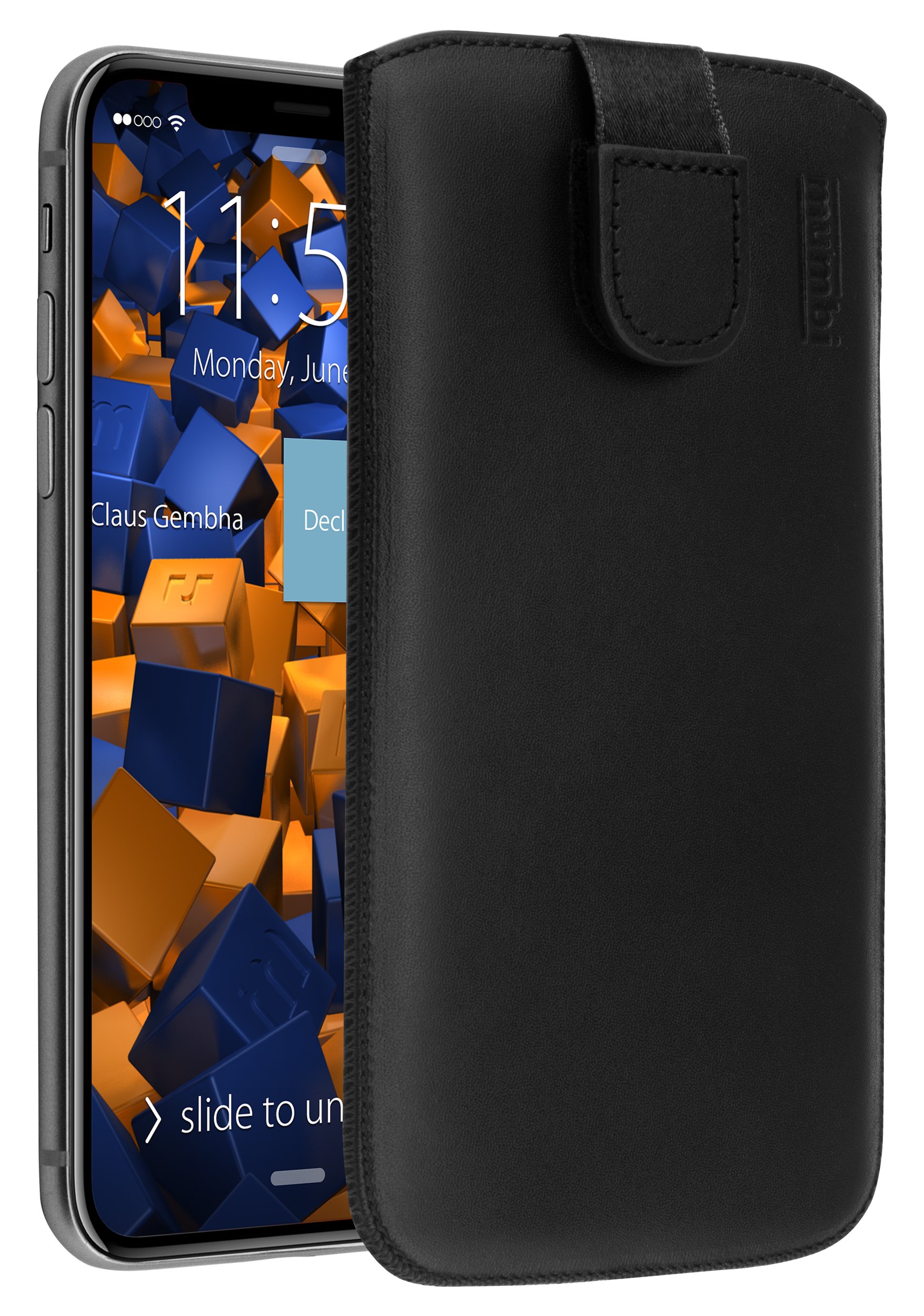 mumbi Genuine Leather Case Compatible with iPhone X/XS Black - 5.85 Inches