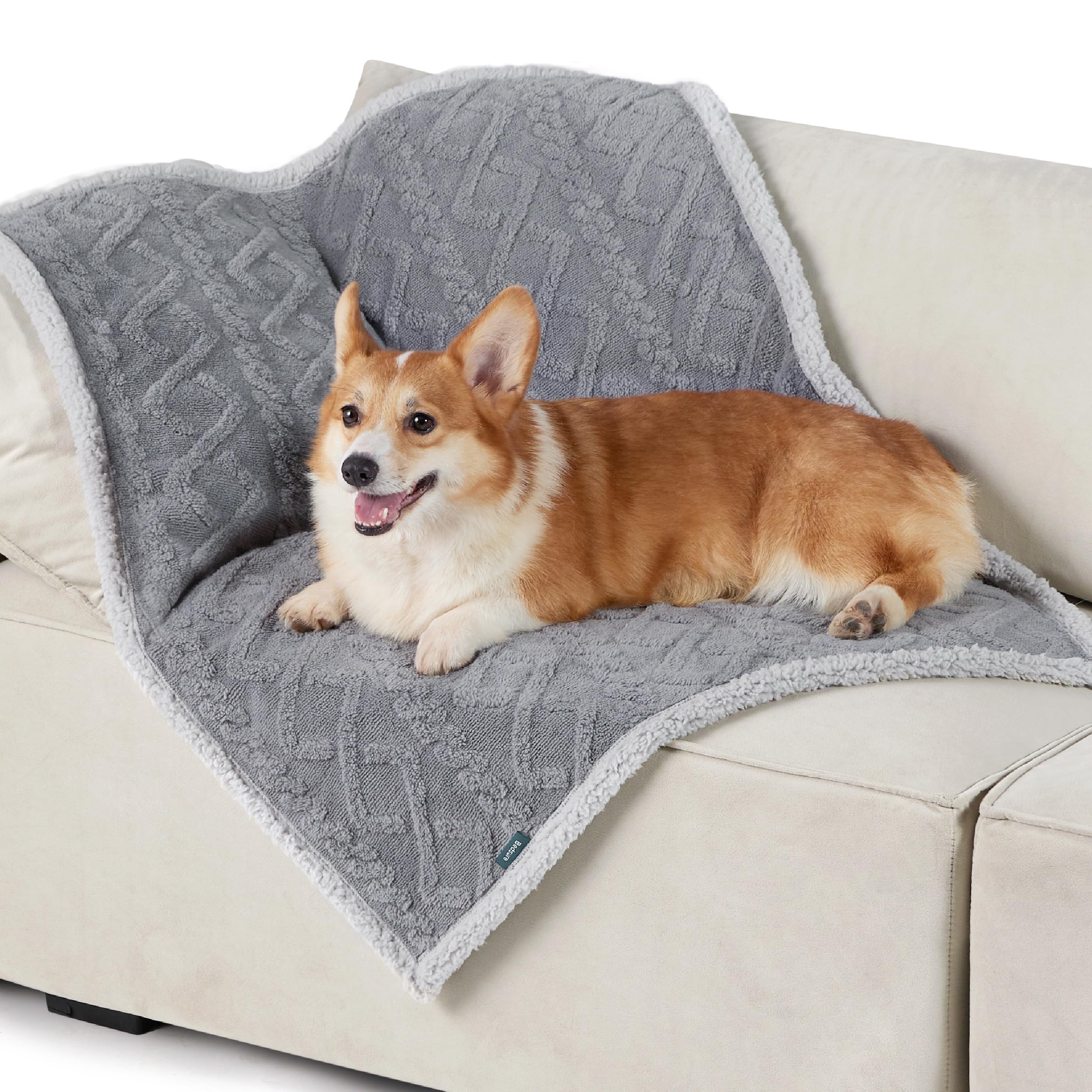 Photo 1 of Bedsure Waterproof Dog Blankets for Medium Dogs - Pet Blanket for Couch Protector Washable, Premium Jacquard Coral Fleece Cat Throw Blanket, Soft Plush Reversible Furniture Protection, 30"x40", Grey