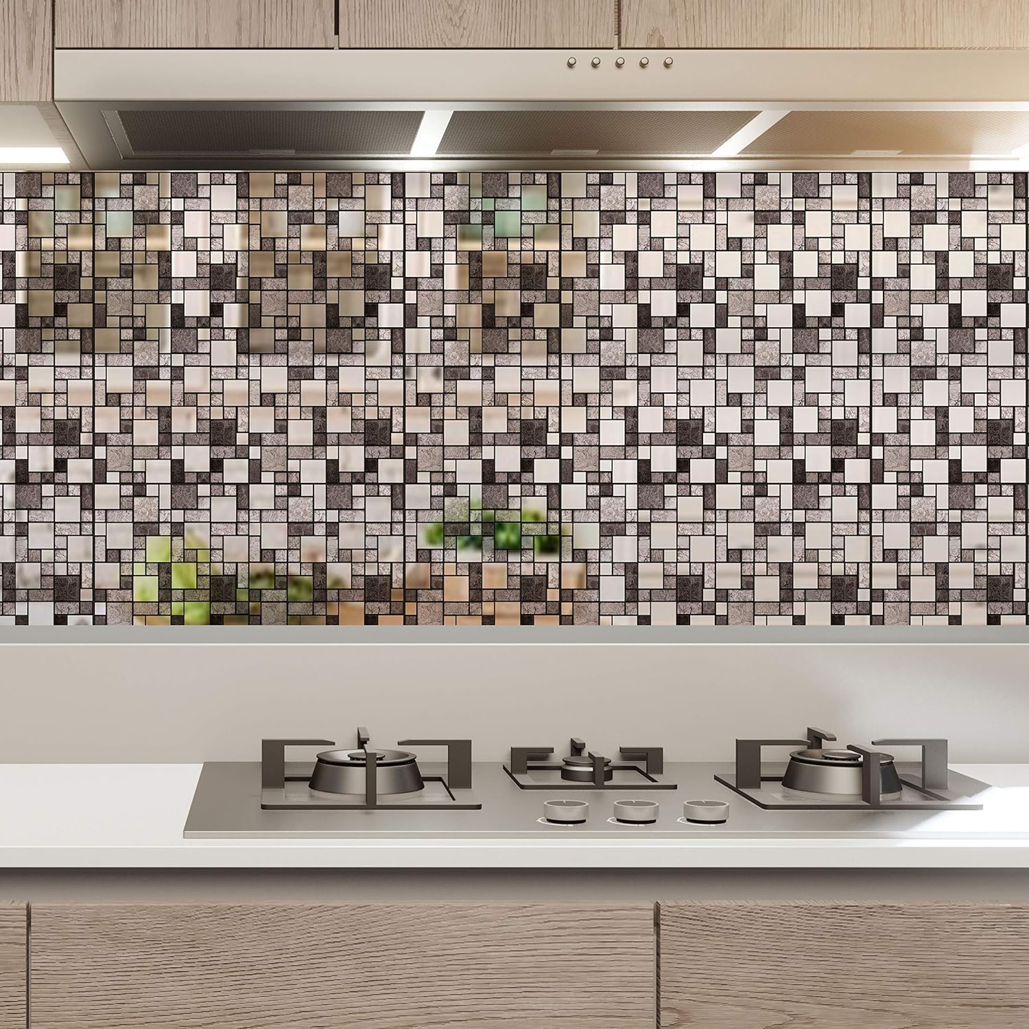 WALPLUS 15cm (6") Metallic Silver Grey Stone Mosaic Wall Stickers - Pack of 24, 24 Units - Image 5