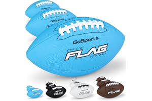 GoSports 3 Pack Flag Footballs - Mini, Pee Wee, Junior & Youth Sizes | Practice Balls Built for Maximum Durability, PVC Composite Cover, Kids Flag Football Equipment for Training