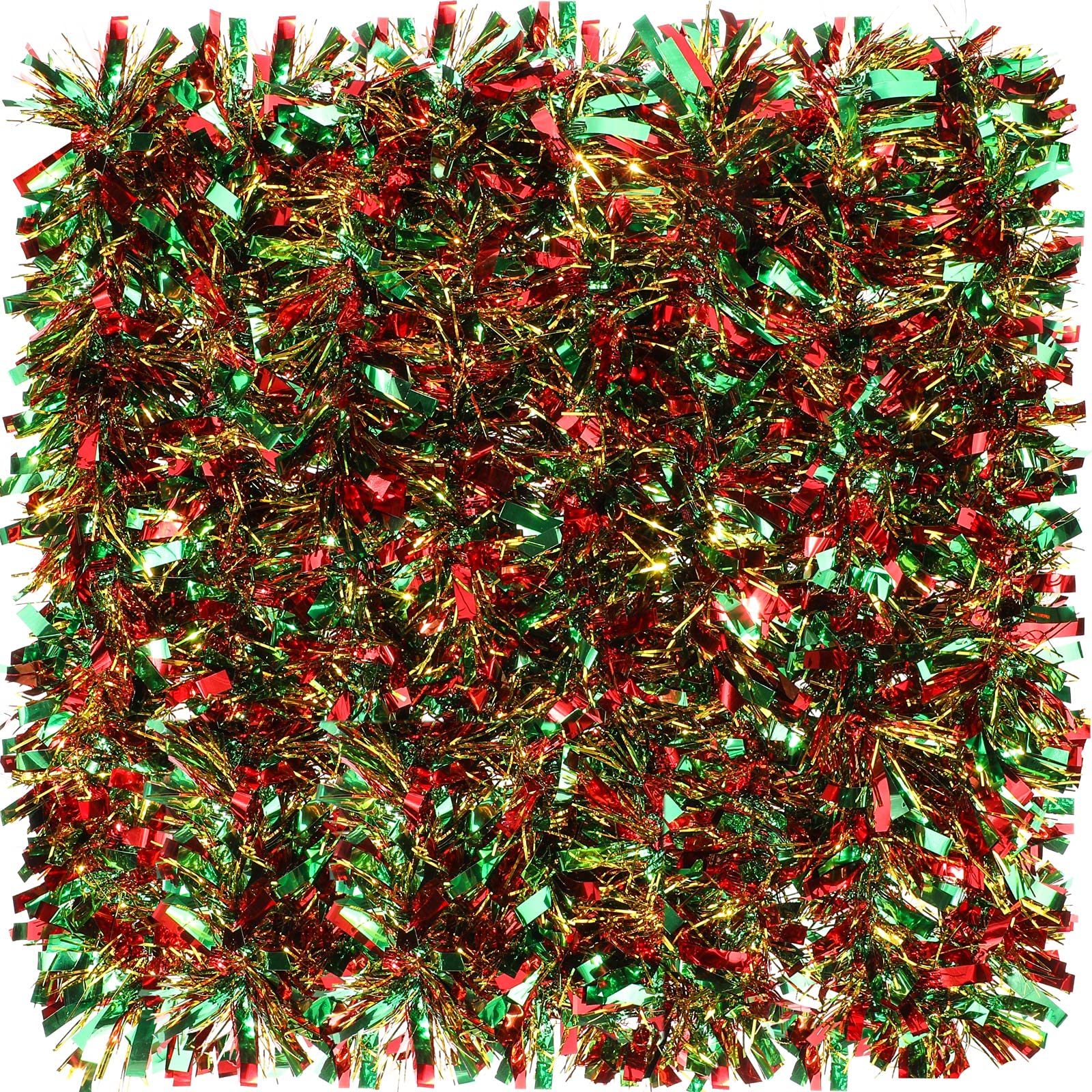 Syhood 32.8 Feet Christmas Metallic Twist Tinsel Garland Xmas Glitter Garland Tree Hanging Tinsel Decoration for Christmas Party and Home Indoor Outdoor Ornament Supplies(Red, Green, Gold)