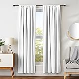 Amazon Basics Room Darkening Blackout Window Curtains with Tie Backs Set - 42 x 84-Inch, White, 2 Panels