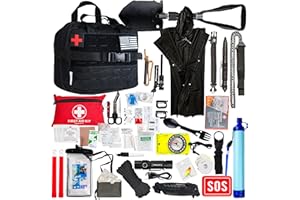 AZZCONY Emergency Survival Kit with First Aid Gears and Supplies - EDC Go Bugout Bag - Get Home Backpack for Camping Outdoor - Tactical Military Molle Pouch Grade - Gift for Man Woman