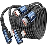 toocki USB C Cable [2Pack, 10ft] 100W Right Angle Fast Charging Cord, Nylon Braided USB 2.0 Cable for iPhone 17 16 15 Pro Plus Pro Max Air, iPad Pro, Galaxy S24 S23, Switch, MacBook Pro, Pixel