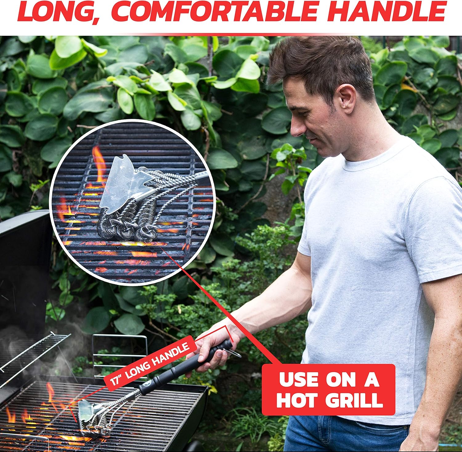Alpha Grillers Grill Brush Bristle Free. Best Safe BBQ Cleaner with Extra Wide Scraper. Perfect 17 Inch Stainless Steel Tools for All Grill Types, Including Weber. Ideal Barbecue Accessories: Home & Kitchen