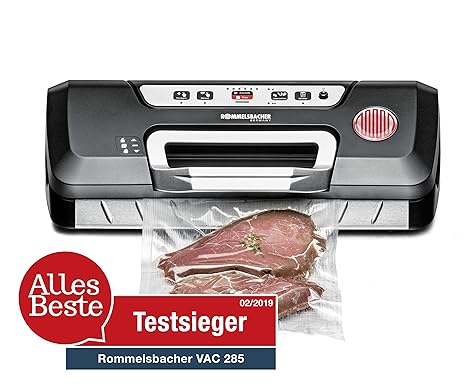 ROMMELSBACHER VAC 285 Vakuumiergeät, Einhand-Bedienung, für Folien bis 30 cm Breite, 110, schwarz/silber