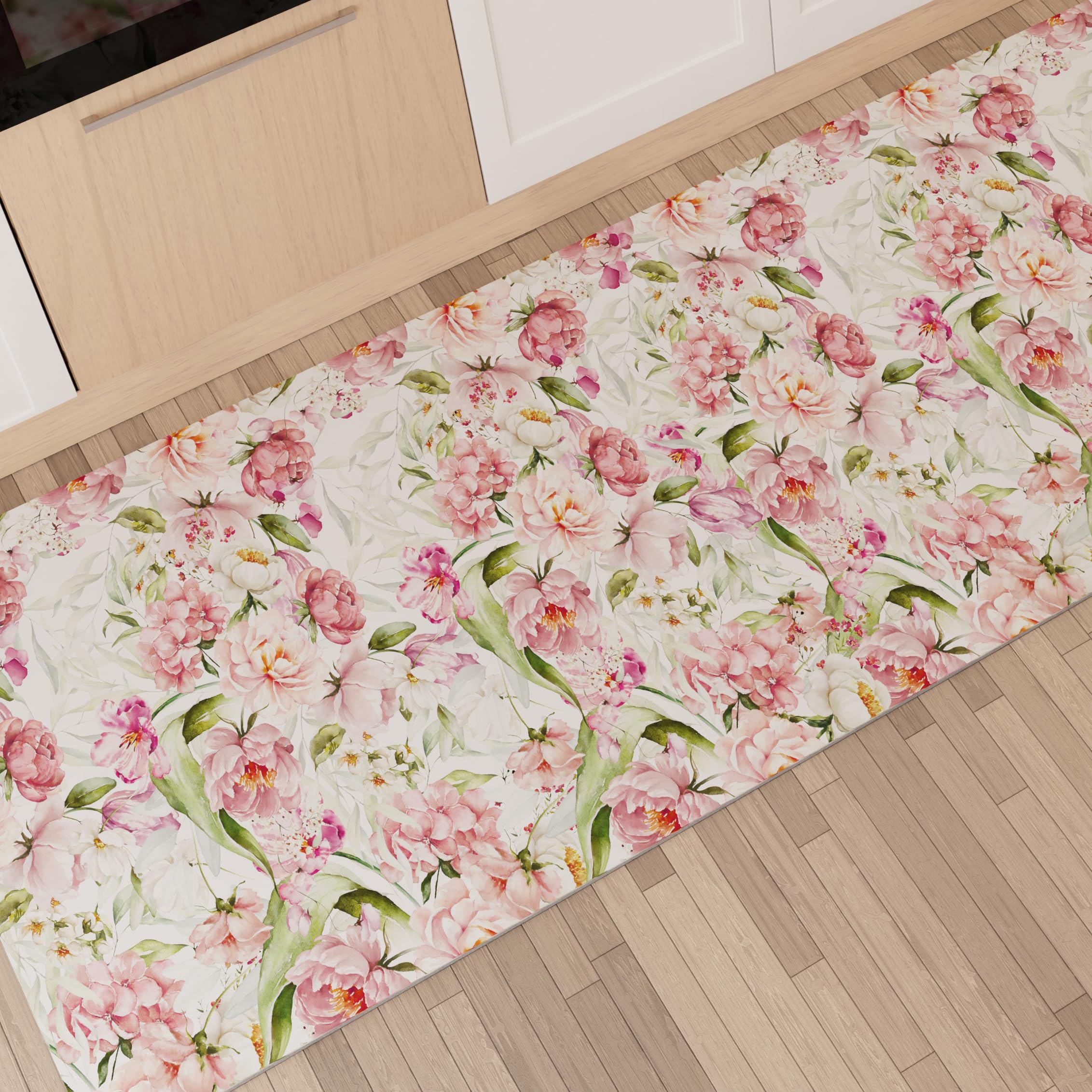 PETTI Artigiani Italiani - Kitchen Rug, Non-Slip Washable Kitchen Rug, Kitchen Runner Rug, Kitchen Runner Rug, 52 x 180 cm, Shabby Polka Dot Design, 100% Made in Italy