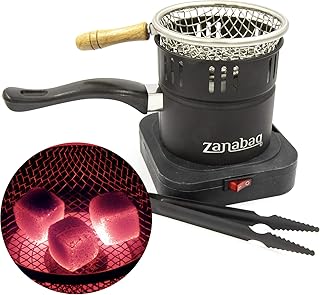 Zanabaq Hochwertiger Shisha Kohleanzünder mit Kohlekorb, elektrischer Kohlegrill mit Zange, Kohle schnell anzünden und einfach transportieren