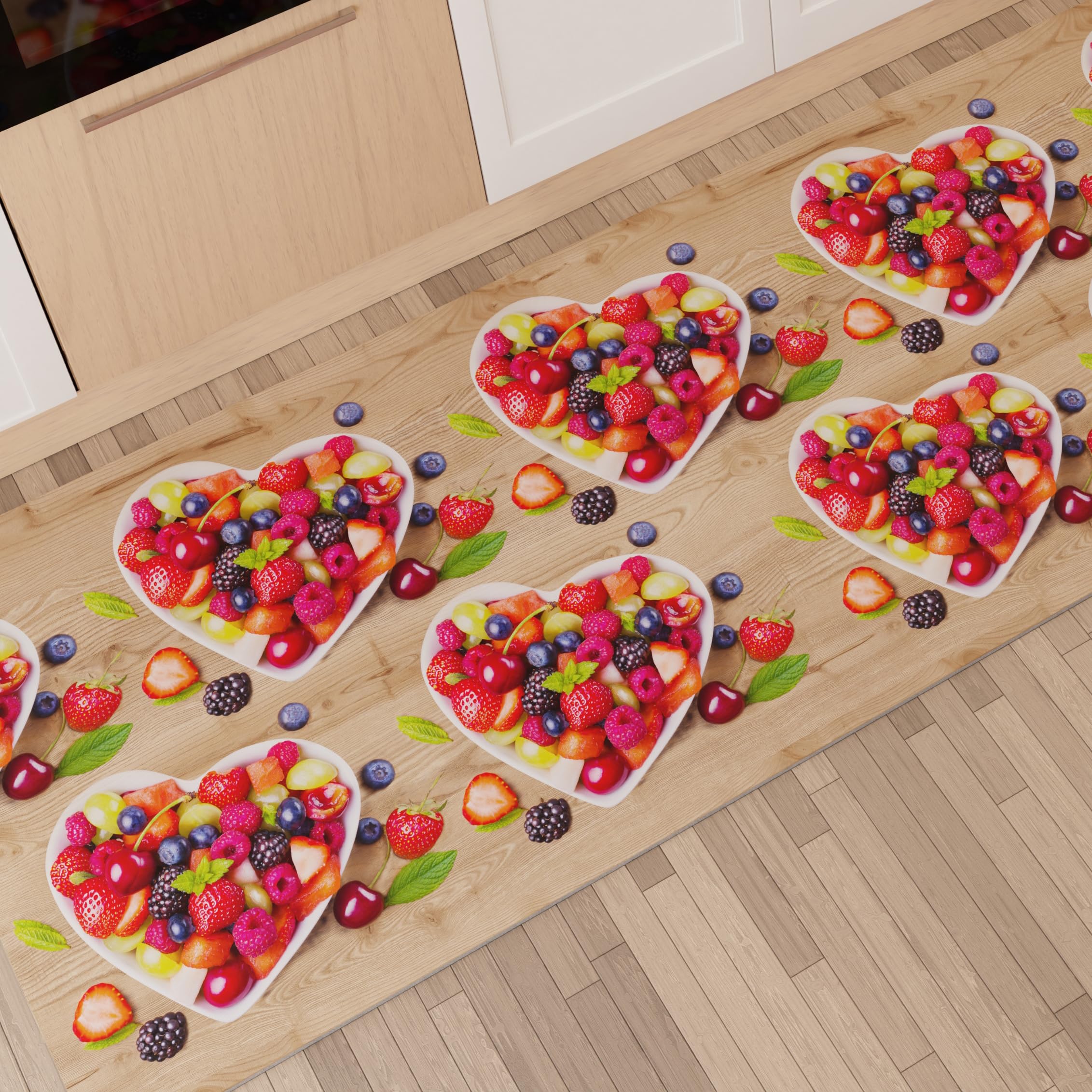 Kitchen Rug, Non-slip Kitchen Rug, Printed Kitchen Rug, Strawberries 52x240 cm