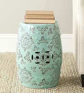 Safavieh Medallion Ceramic Decorative Garden Stool, Light Blue