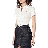 Nautica womens Classic Fit Striped V-neck Collar Stretch Cotton Polo Shirt, Bright White, X-Small US