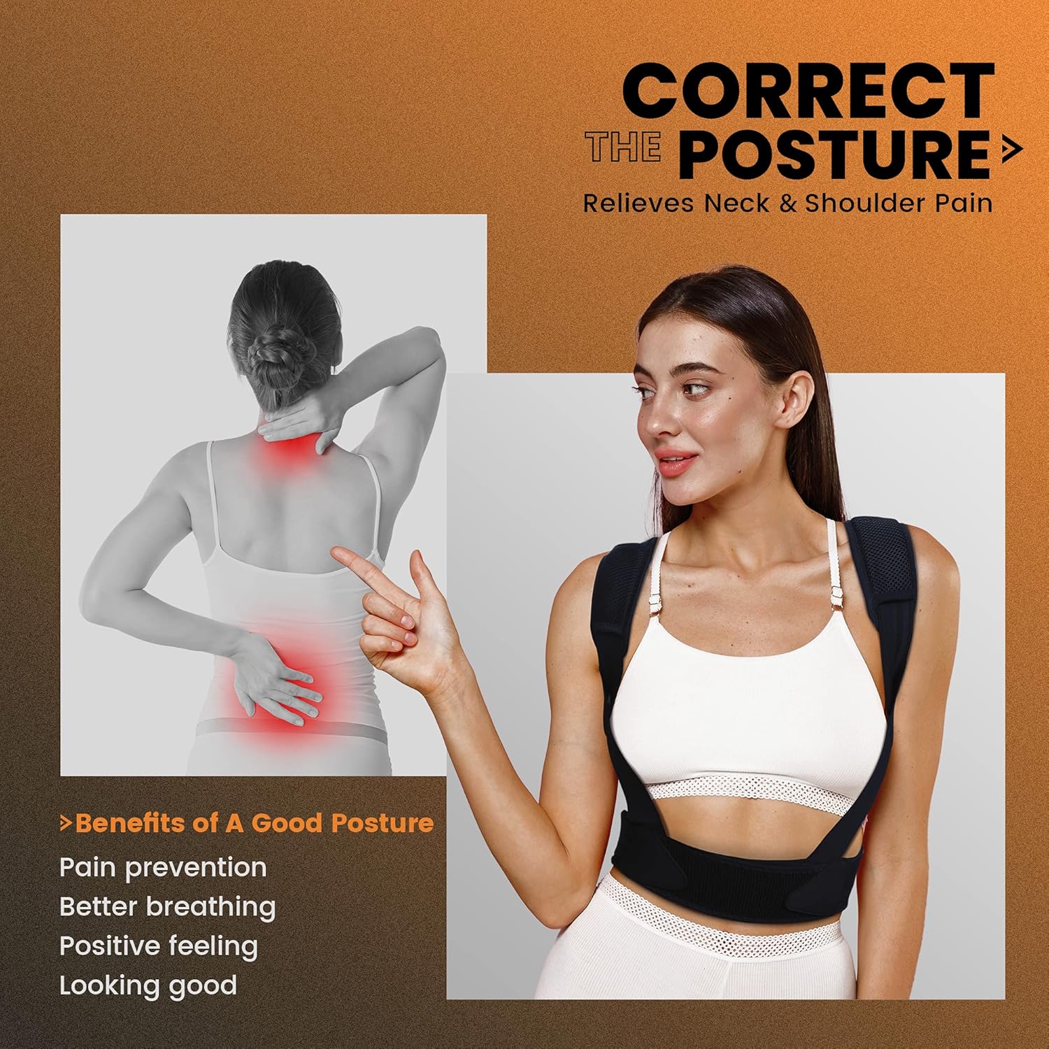 VANRORA Posture Corrector for Women and Men, Back Brace Fully Adjustable & Comfy, Support Straightener for Spine, Back, Neck, Clavicle and Shoulder, Improves Posture and Pain Relief S/M: Industrial & Scientific