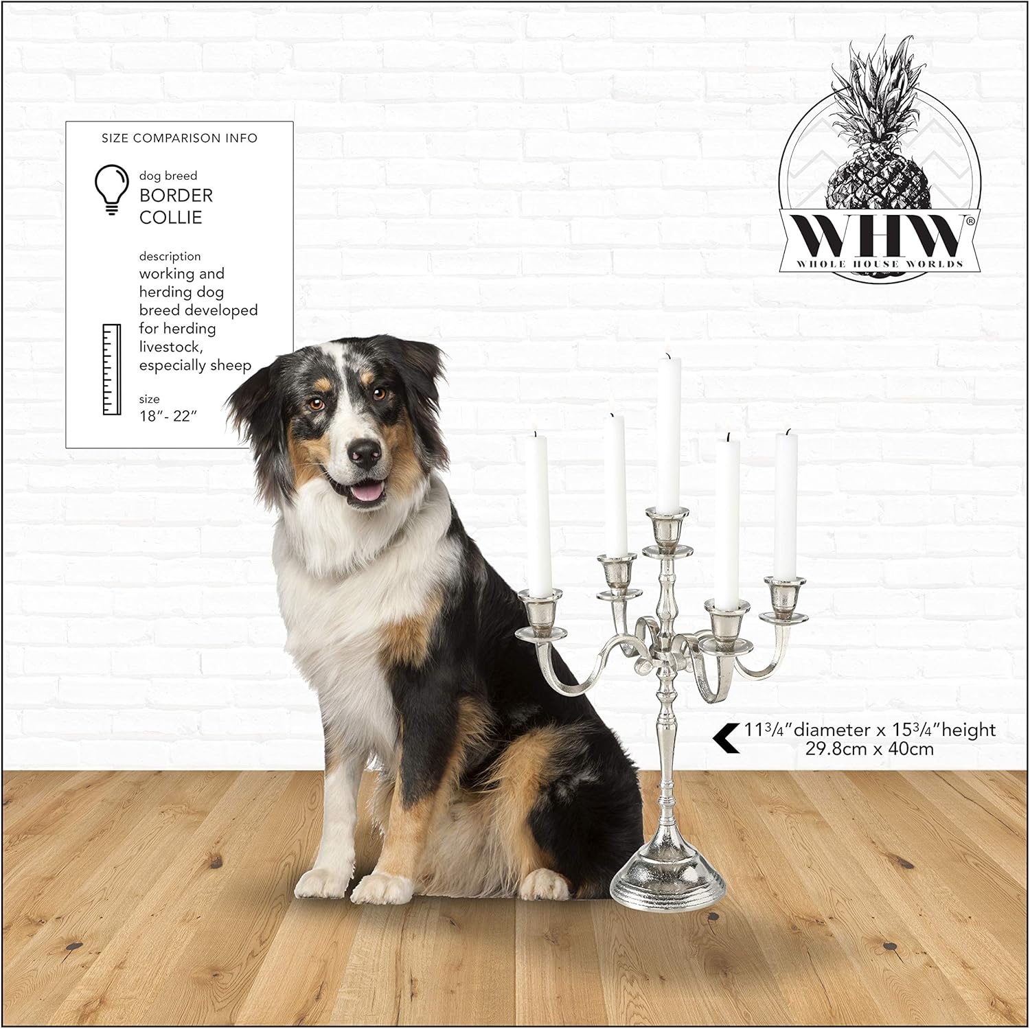 WHW Whole House Worlds Hamptons Five Candle Candelabra, Silver Finish, Centerpiece, Hand Crafted of Cast Aluminum, Atelier Craft Surface Details, Over 1 FT High, (15.75 Inches): Home & Kitchen